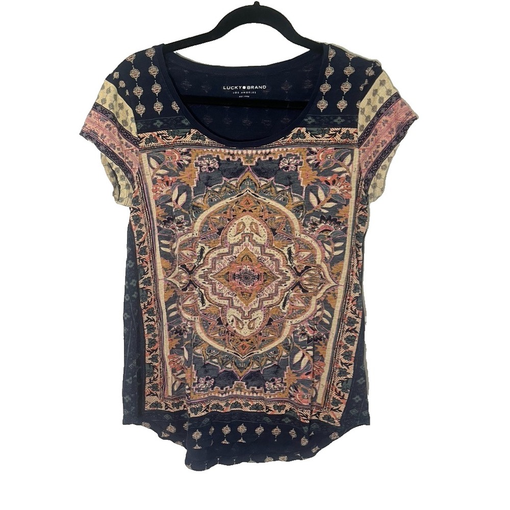 Lucky Brand Colorful Top S Western Boho Indie Folk Festival Tribal Chic